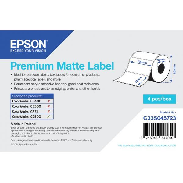 Epson - Bs Label Consumables U4 PREMIUM MATTE DIE-CUT 102MMX76MM 1570 LBLS