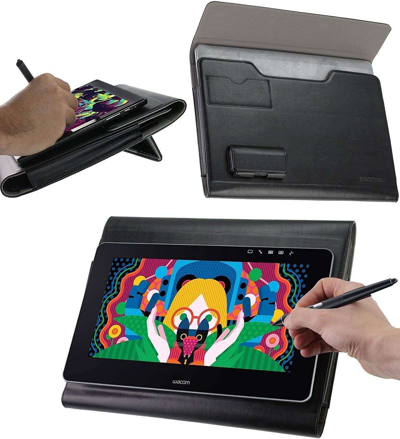 Broonel Leather Folio Case For HUION 420 4 x 2.23 Inch OSU Digital Pen Tablet