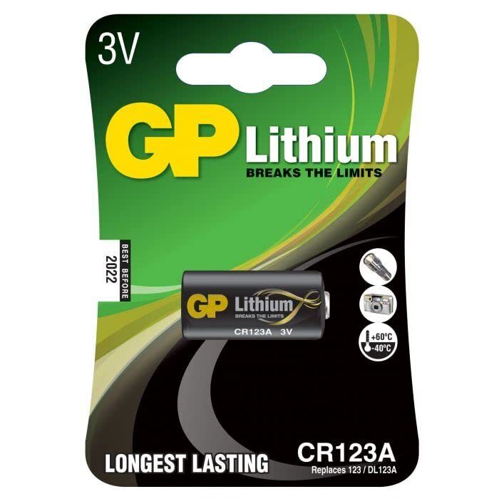 CR123A - 1 Batteria al Litio | GP Lithium | Pila CR 123A da 3V - Lunga (u5V)