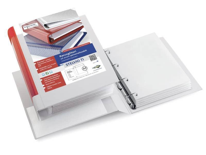 Raccoglitore personalizzabile Sei Rota Stelvio TI A4 - 4 anelli D 25 mm. bianco