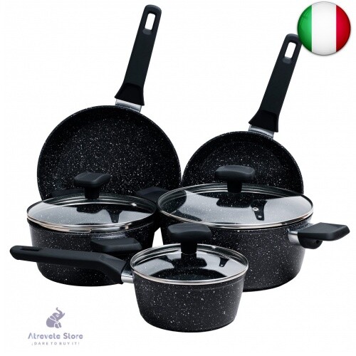 La Moustache - Batteria da Cucina in Alluminio Antiaderente | 8 Pezzi, 3