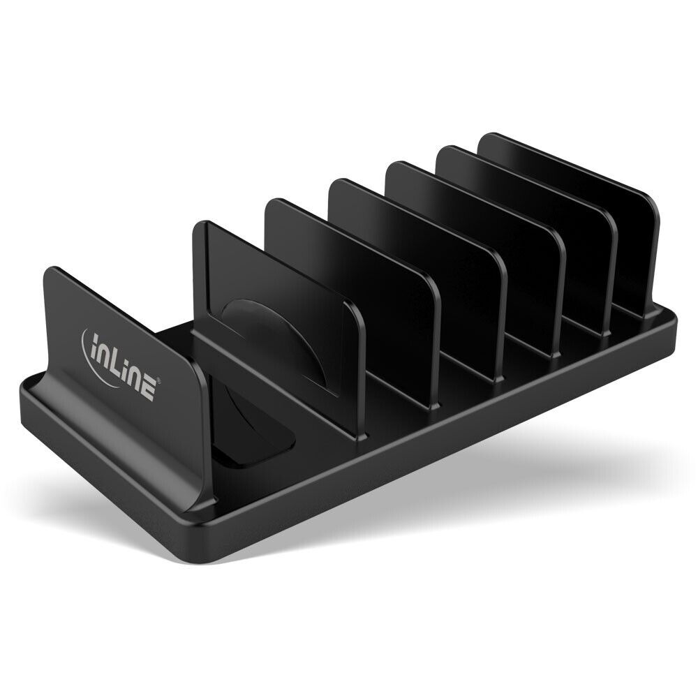 InLine Supporto Multi-Stand con 6 scomparti per scrivania e ripiani, nero