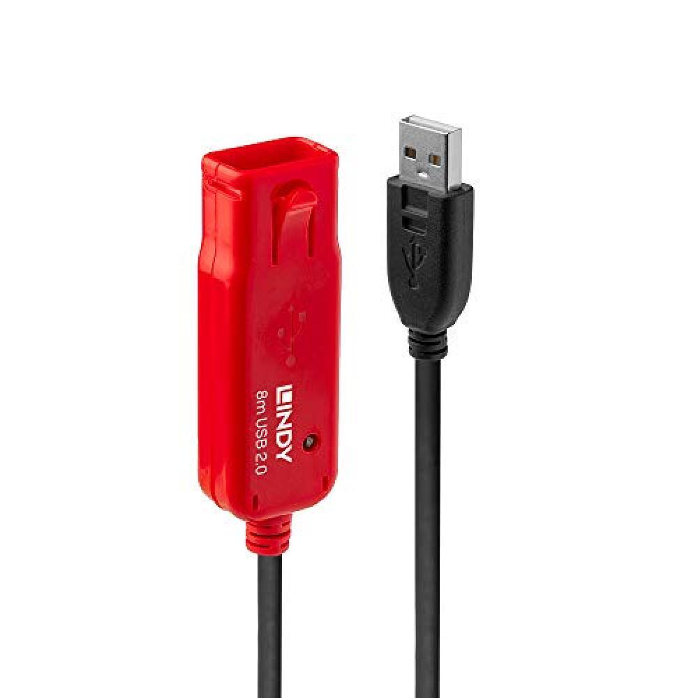 (TG. 8m Verlängerungskabel) LINDY Cavo Prolunga attiva USB 2.0 Pro, 8m - NUOVO