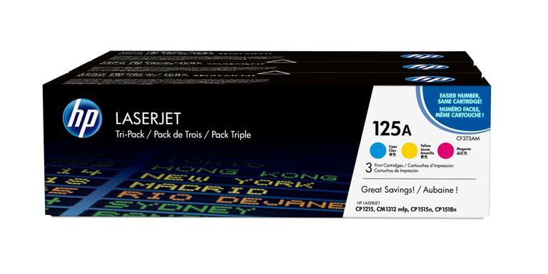 HP Confezione da 3 cartucce originali di toner ciano/magenta/giallo LaserJet 125