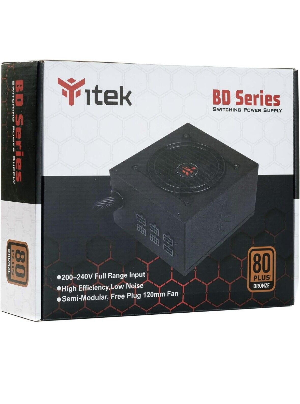 ITEK Alimentatore BD600 - 600W, 80Plus EU Bronze, PFC Attivo, Ventola HDB 12cm,
