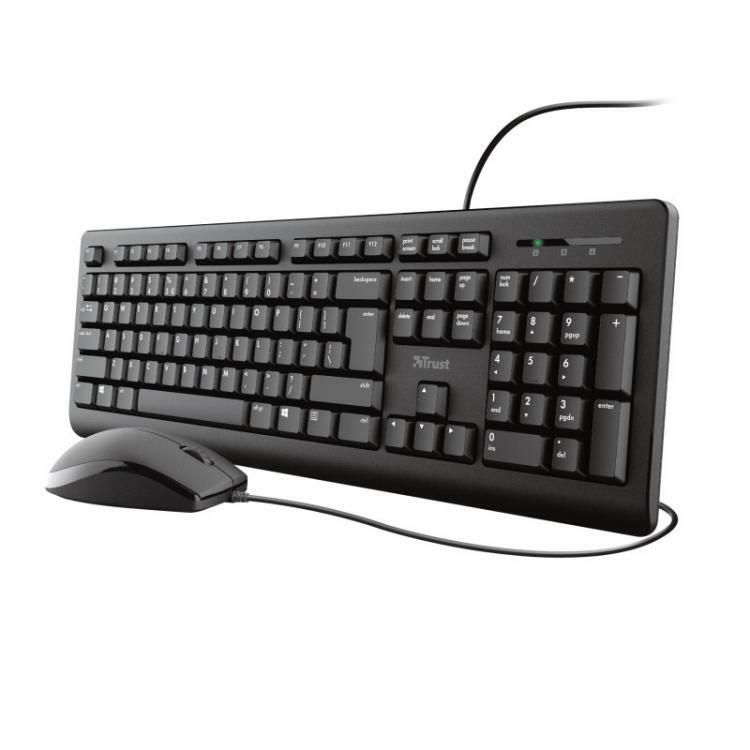 TRUST KIT TASTIERA MOUSE OTTICO USB TRUST PRIMO SET KEYBOARD REGOLABILE NERO