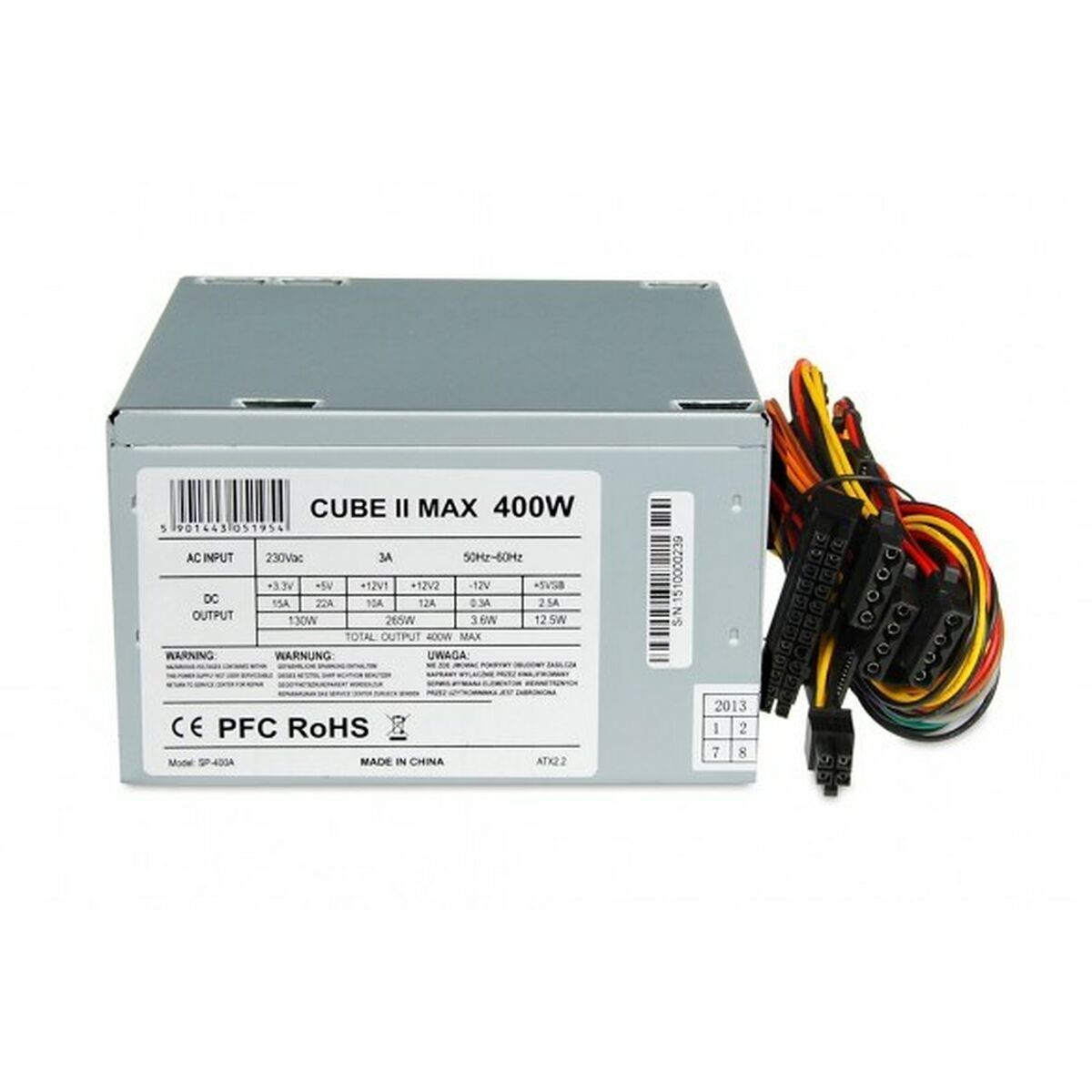 Fonte di Alimentazione Ibox CUBE II 130 W 400 W RoHS CE Ventilazione laterale AT