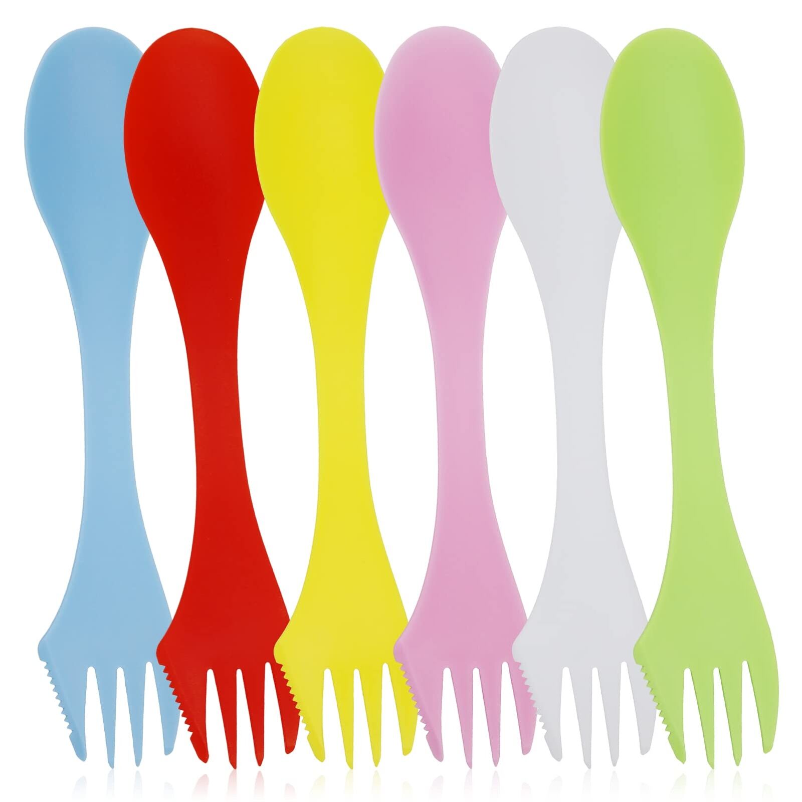 6 Pezzi Spork in plastica, Spork da campeggio portatile e riutilizzabile (C5L)