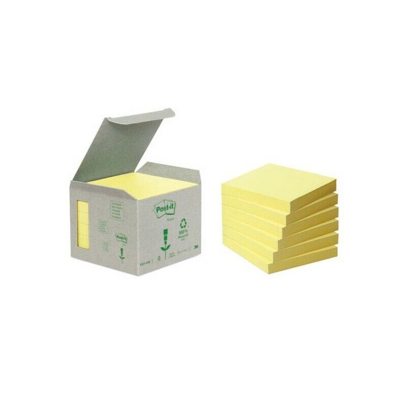 Blocco Post-it Notes Green GIALLO Carta Riciclata 76x76 mm. 654-1B (6 Pz)