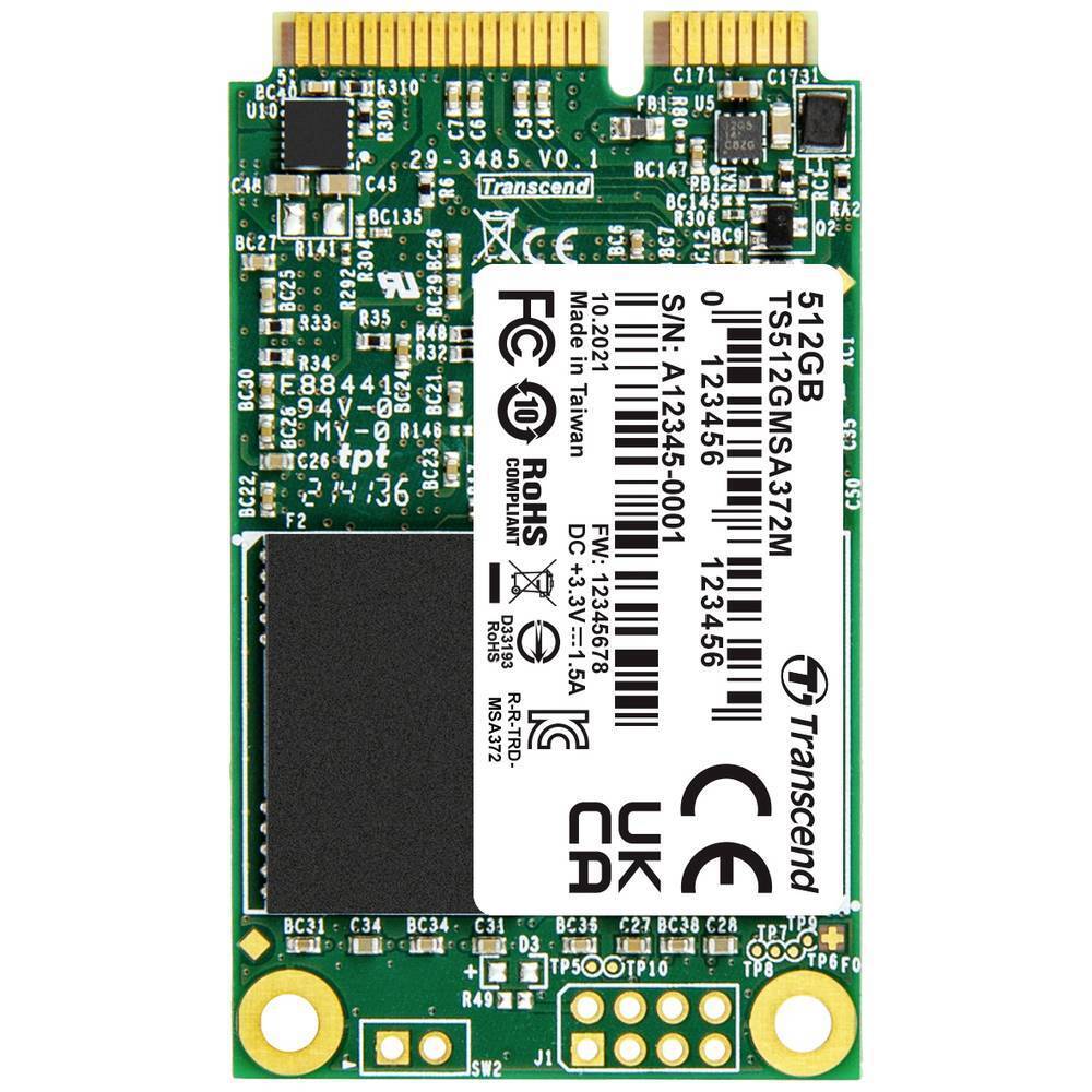 Transcend MSA372M 512 GB Memoria SSD interna mSATA SATA III Industrial