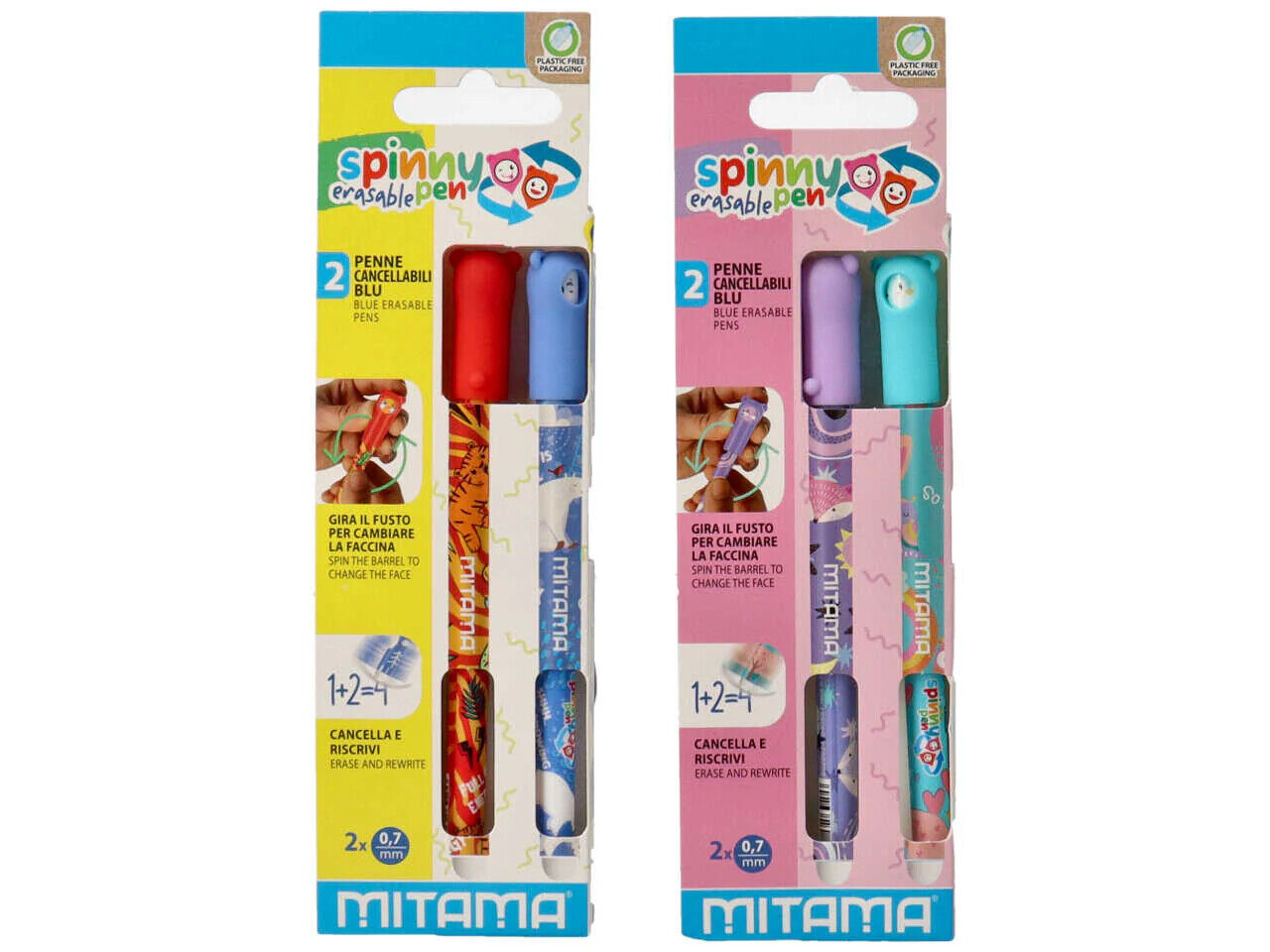 Mitama Set due penne cancellabili spinny pen punta 0,7, 2 BLISTER