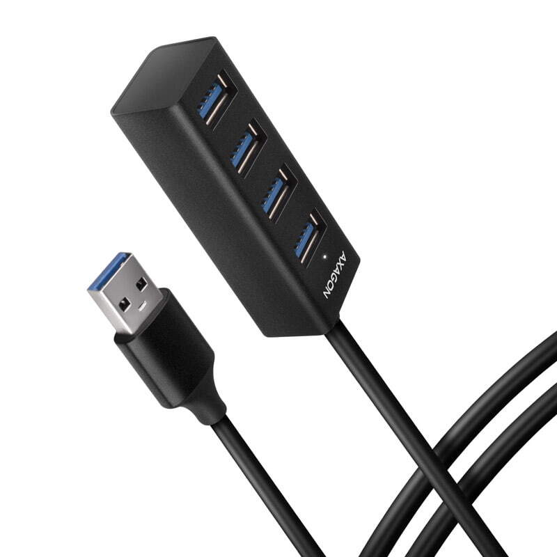AXAGON HUE-M1AL Mini USB-A-Hub 4x USB-A 3.2 Gen 1 silber 1.2m Other HUE-M1AL