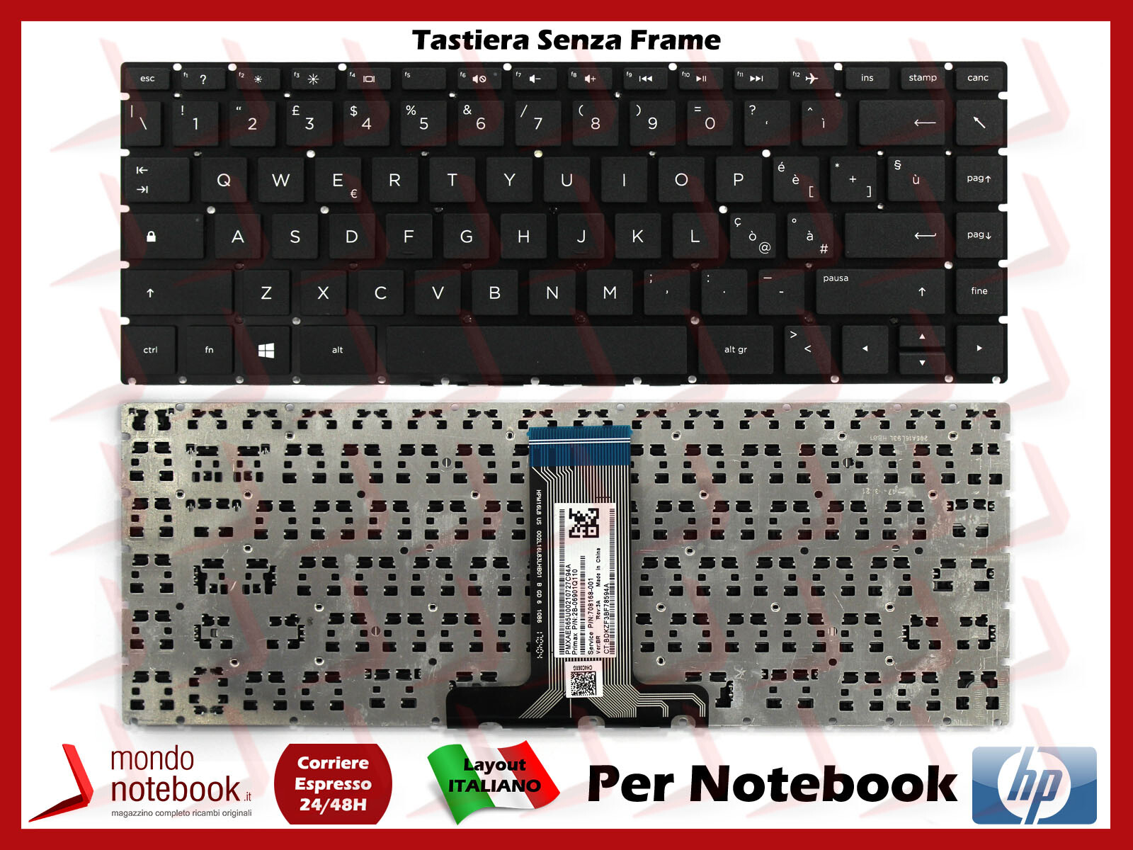 Tastiera Italiana HP Pavilion X360 14-BA 14-BS  14-CF 14-DK 240 G8 (Nera)