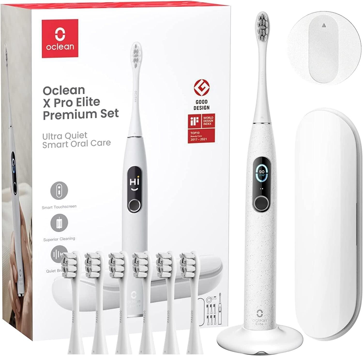 Oclean X Pro Elite Spazzolino Elettrico, Touch screen intelligente, 45 Grigio