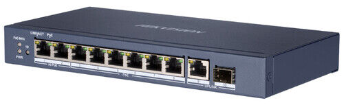 HIKVISION SWITCH 10-PORT GIGABIT UNMANAGED HI-POE SWITCH 8 GIGABIT RJ45 POE PORT