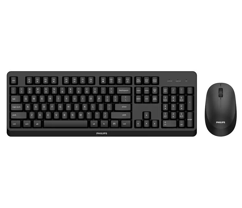 Kit Tastiera Mouse RF Wireless QWERTY Inglese 1600 DPI Nero SPT6307BL/34 Philips