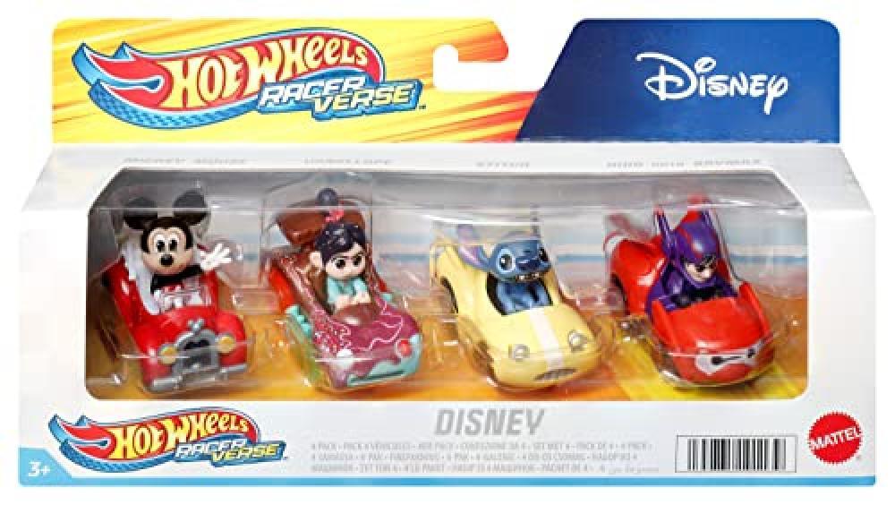 Hot Wheels RacerVerse - Set di 4 macchinine in Metallo in Scala 1:64 con Piloti