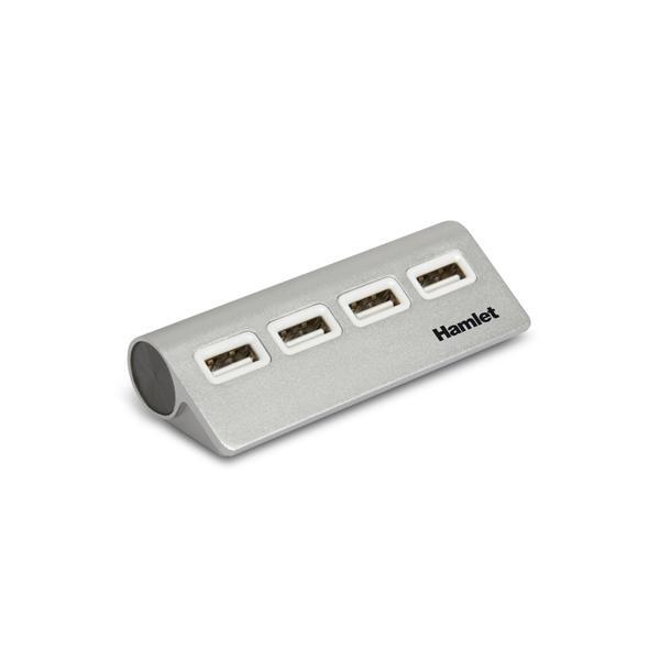 Hamlet - Networking HUB 4 PORTE USB 2.0 ALLUMINIO AUTOALIMENTATO