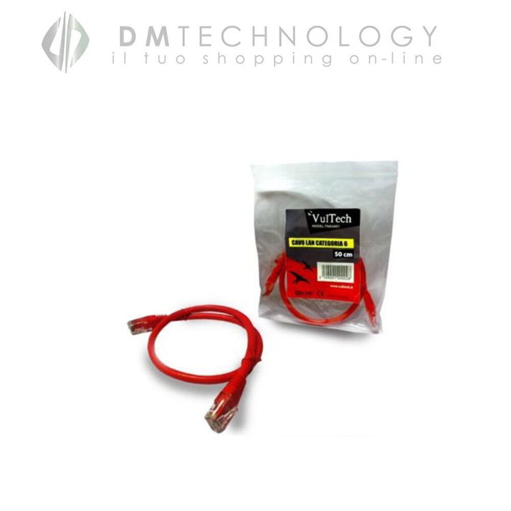 Cavo Ethernet UTP Categoria 6 50cm Vultech Computer,Hub,Print Server