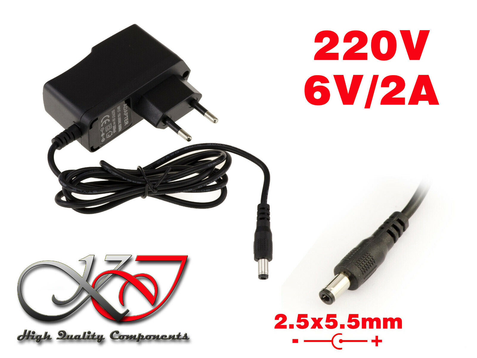 Alimentazione Esterno AC Dc 220V A 6V 2A - Attacco 2.5mm x 5.5mm
