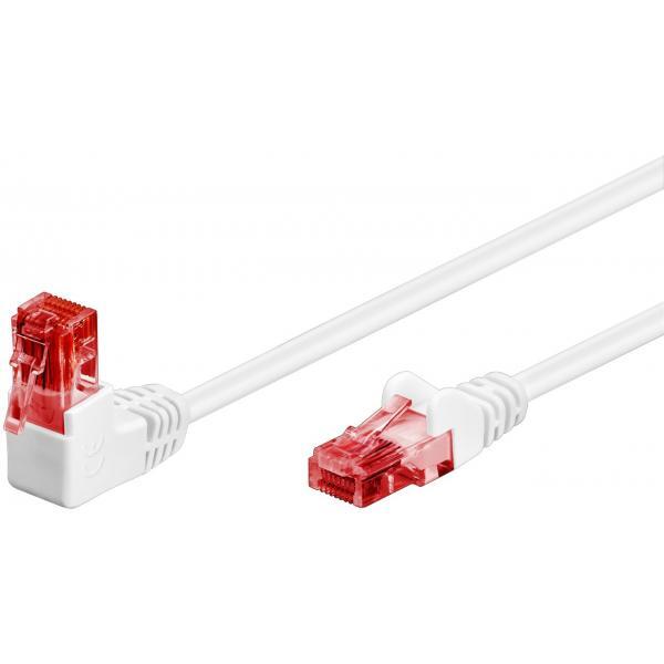 Cavo di rete Patch Connettore Angolato 90 CCA Cat.6 UTP 0,5m Bianco