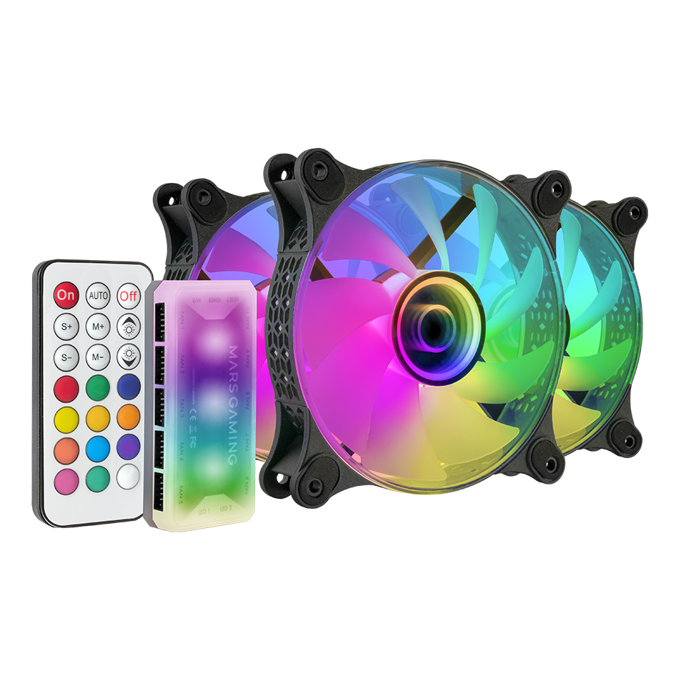 KIT VENTOLE RGB MARS GAMING MF3D-KIT 3 PEZZI CONTROLLER PER CASE PC GAMING FISSO