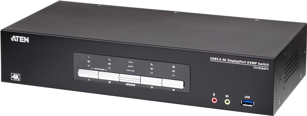 ATEN 4-Port USB True 4K DisplayPort KVM Switch - KVM-Umschalter - 4-Port (CS1924