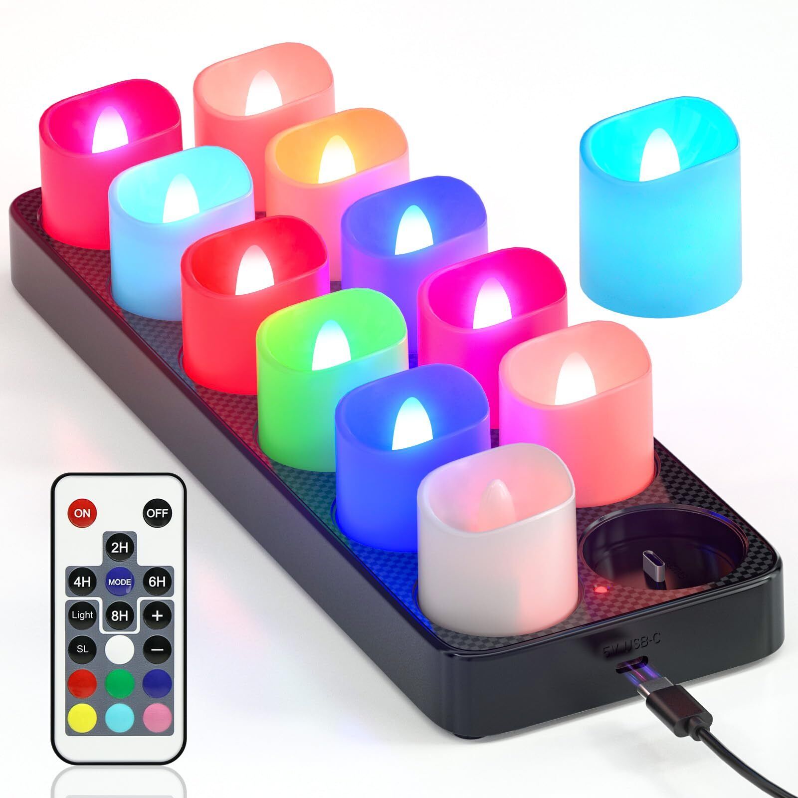 Yme 12 lumini LED a batteria, candele finte senza fiamma tremolanti (j7W)