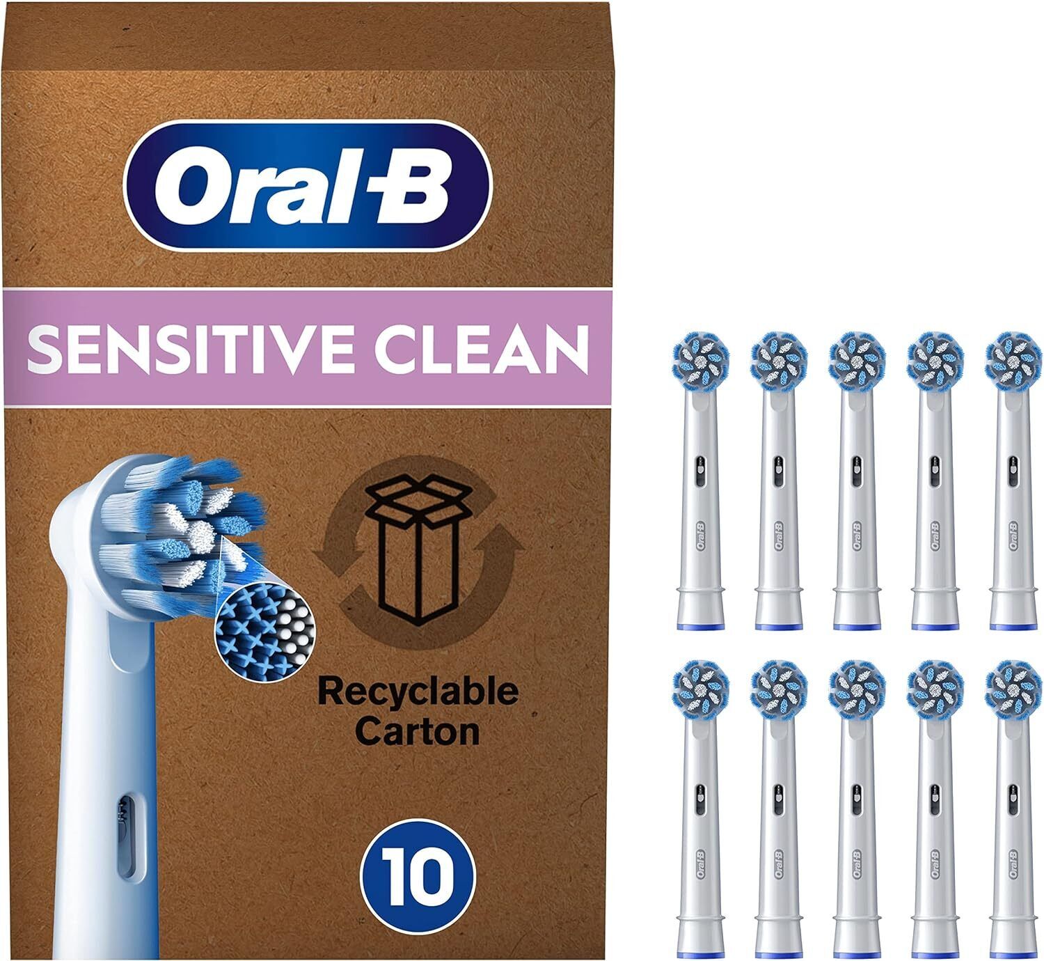 Oral-B Sensitive Clean Testine Spazzolino 10 unità (Confezione da 1), Bianco