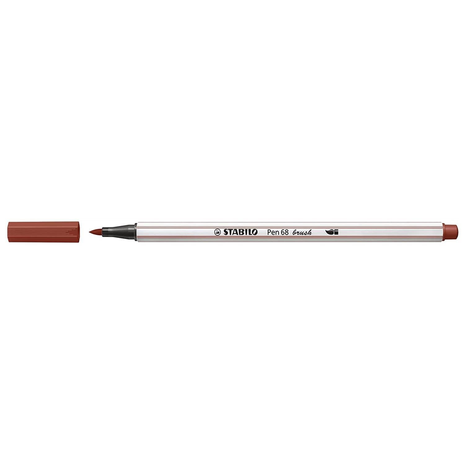 STABILO Pen 68 Brush Pens Pack of 3 Brown