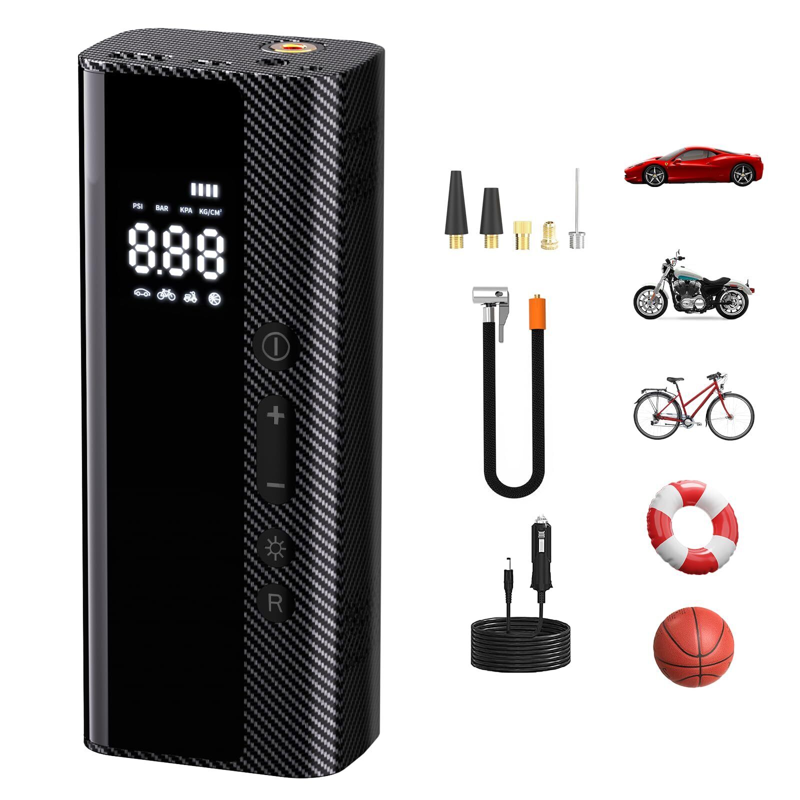 U-VKK Compressore d'Aria Portatile, Pompa per Bici 150PSI compressore (s1U)