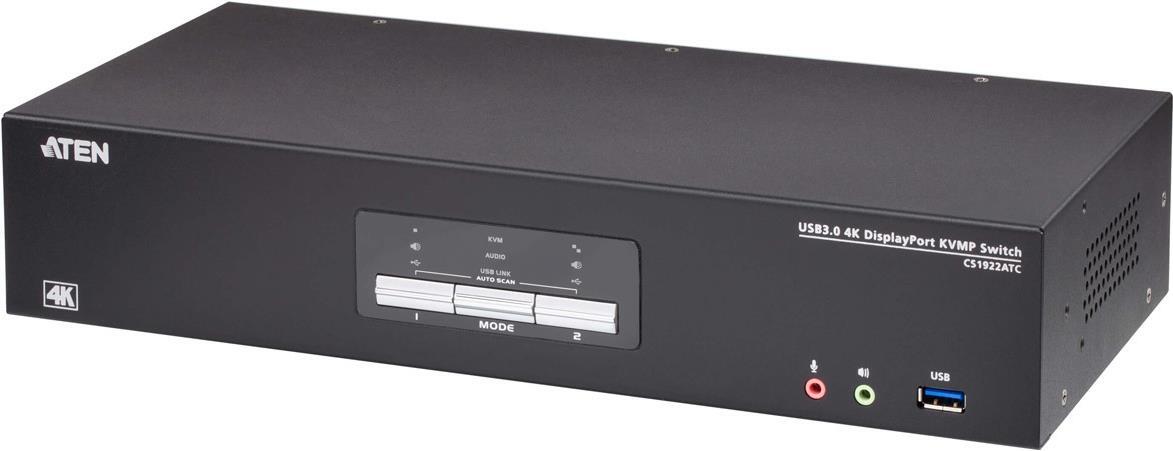 ATEN 2-Port USB True 4K DisplayPort KVM Switch - KVM-Umschalter - 2-Port (CS1922