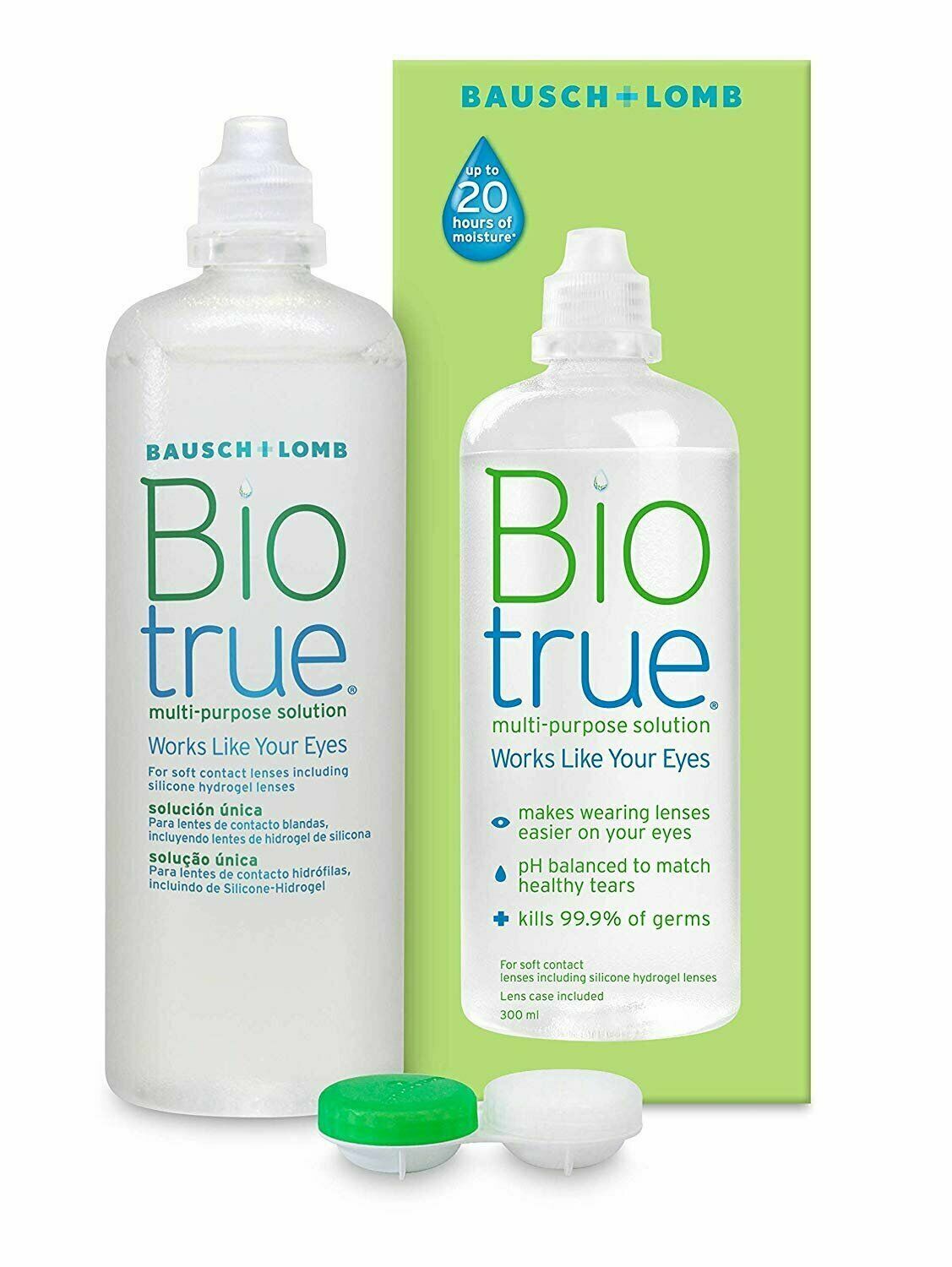 Bausch & Lomb Biotrue Soluzione Unica, bottiglia da 300 ml con porta lenti (I0t)