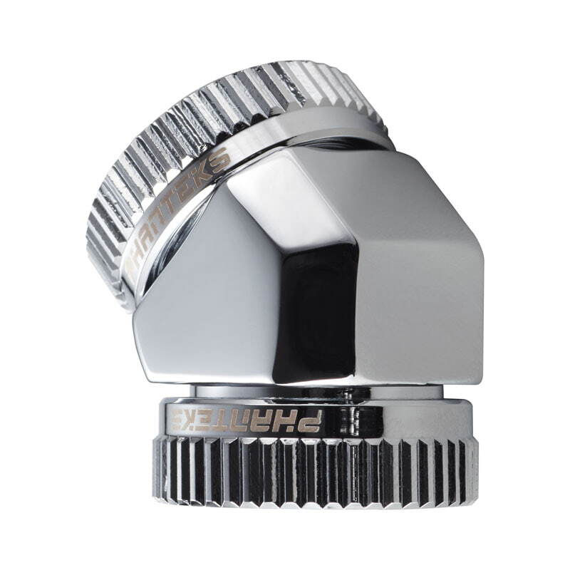 Phanteks Glacier Hard-Tube Adapter 2x 16mm 45 Grad chrome PH-A45_CR_16