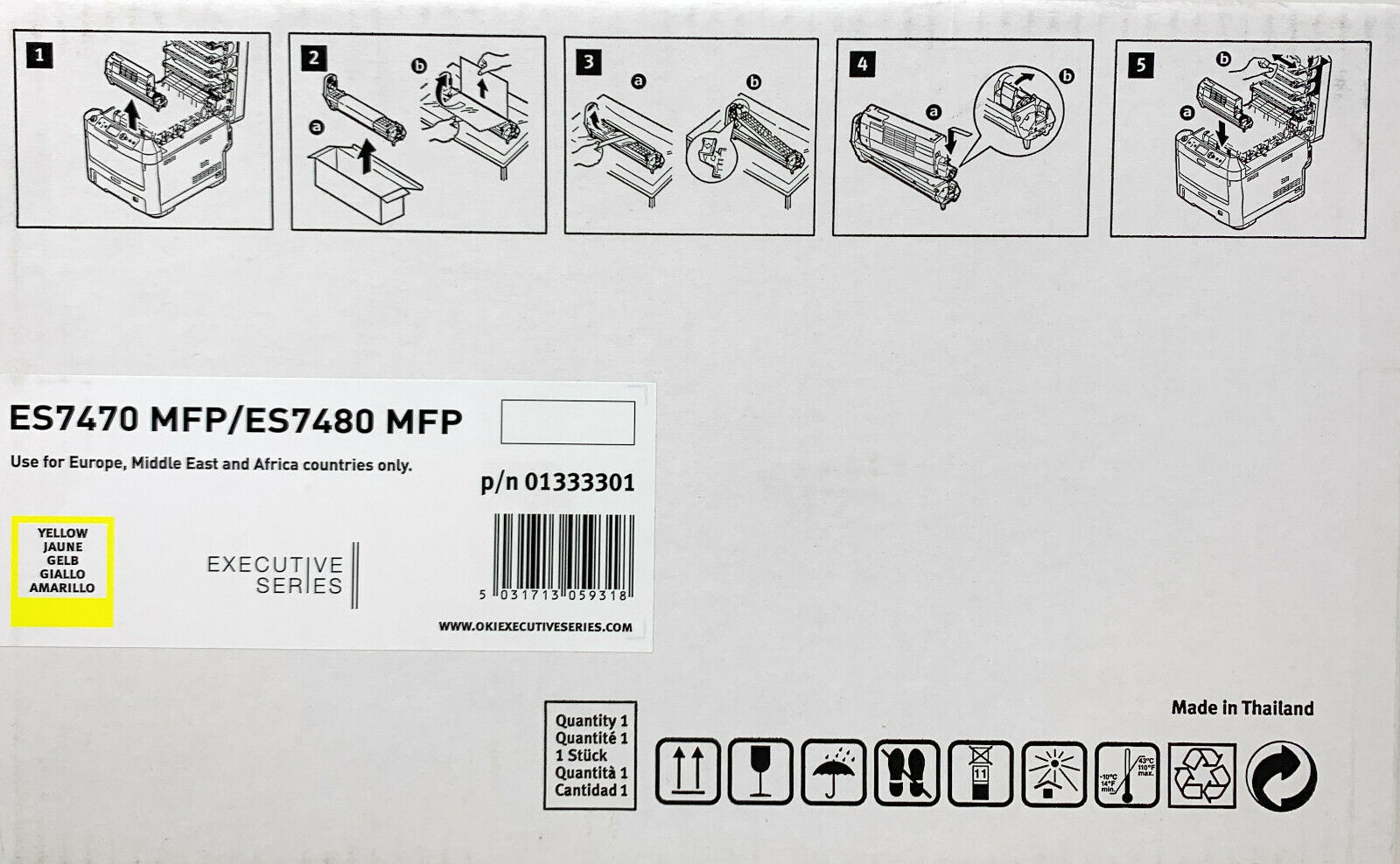 OKI 01333301 DRUM TAMBURO ORIGINALE GIALLO PER OKI ES7470 MFP/ES 7480 MFP