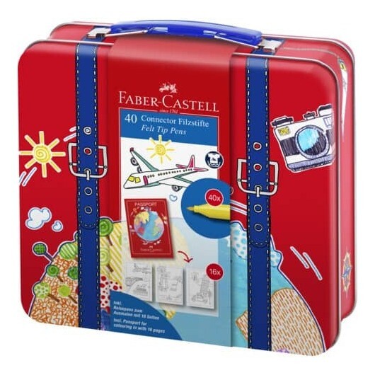 Valigetta in metallo Faber Castell con pennarelli Connector Pens conf. 40 pezzi