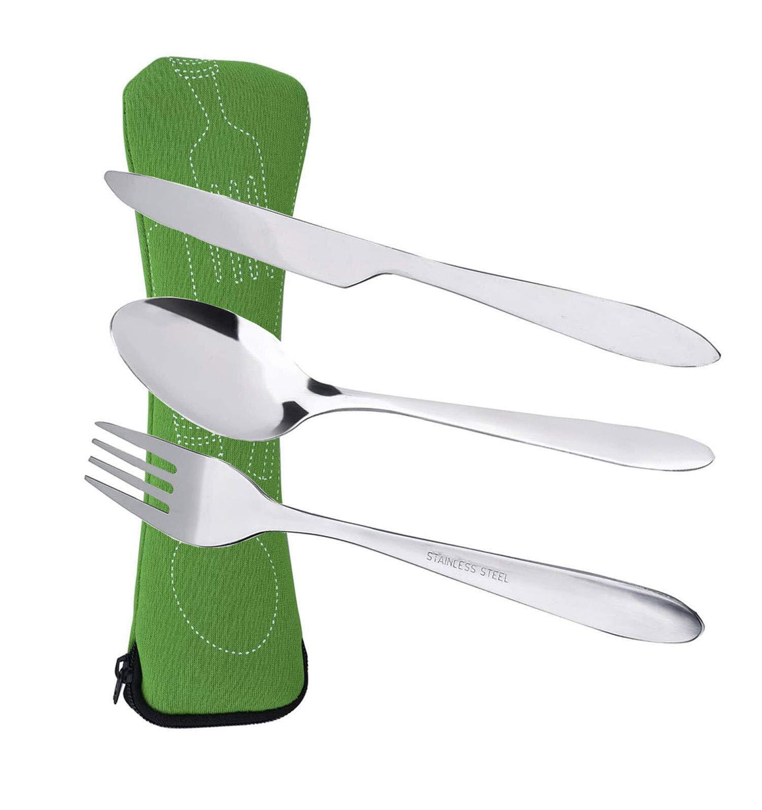 Prettyui Silverware - Set di posate in acciaio inox con borsa organizer (q4U)