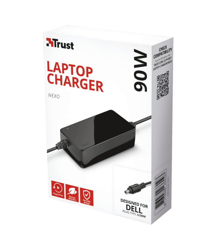 Trust Caricabatteria per laptop da 90W per Dell 4.5mm Alimentatore PC portatile