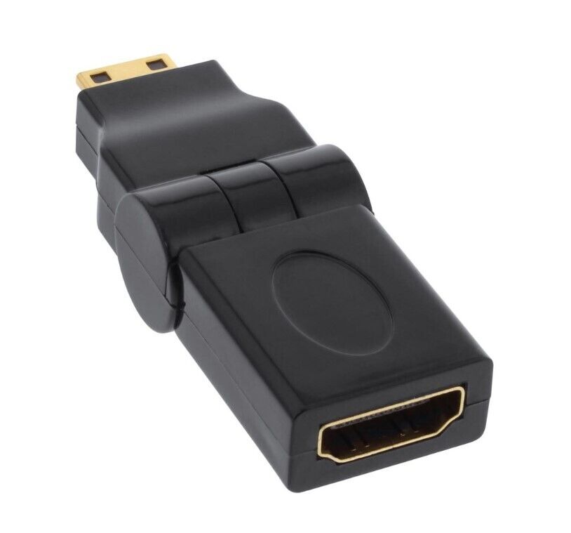 INL Adattatore HDMI Typ A F a Mini HDMI Typ C M, or.180°, dorato, 4K2K Comp