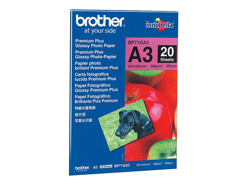 Brother Carta lucida A3 Lucida 260 g/m² A3 Blu Rosso 20 fogli 265 µm BP71GA3