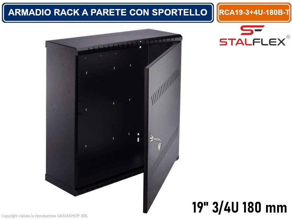 CONTENITORE DI SICUREZZA ARMADIO RACK 19" 3/4U - 180MM A PARETE CON SERRATURA