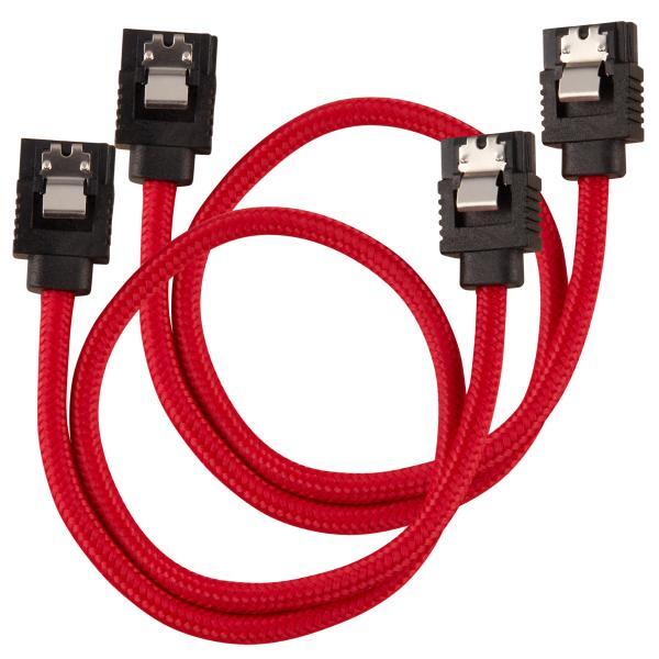 Corsair Premium Sleeved SATA Cable - SATA 6Gbps 30cm, Rosso