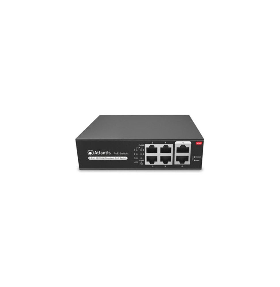 ATLANTIS SWITCH PoE A02-F6P4-65W 6 Porte 10/100Mbps di cui 4 PoE sino a 60W (65W