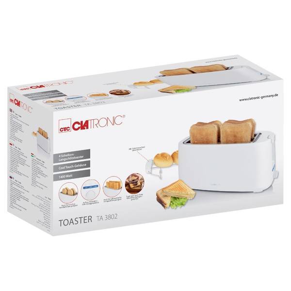 Clatronic 263998  TA 3802 Tostapane 4 fette Bianco