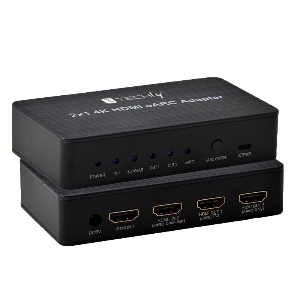 Techly Switch HDMI 2.0 2x1 4K@60Hz con Splitter Audio eARC/ARC per Soundbar