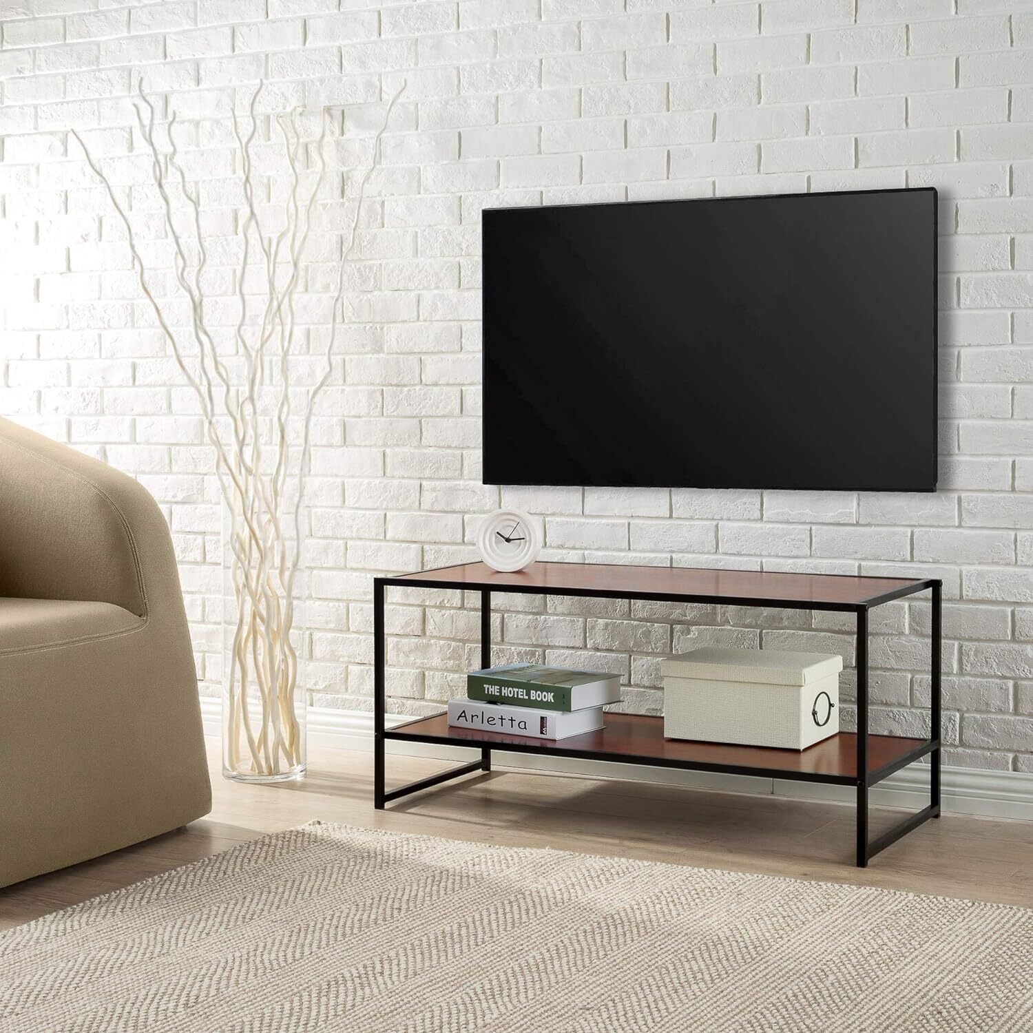 Zinus Garrison Mobile Porta TV - Supporto con ripiano Mogano Rosso