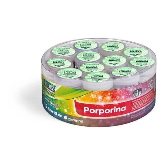 Barattolo porporina Lebez 15 gr cadauno 12 tubetti - colori assortiti 5157