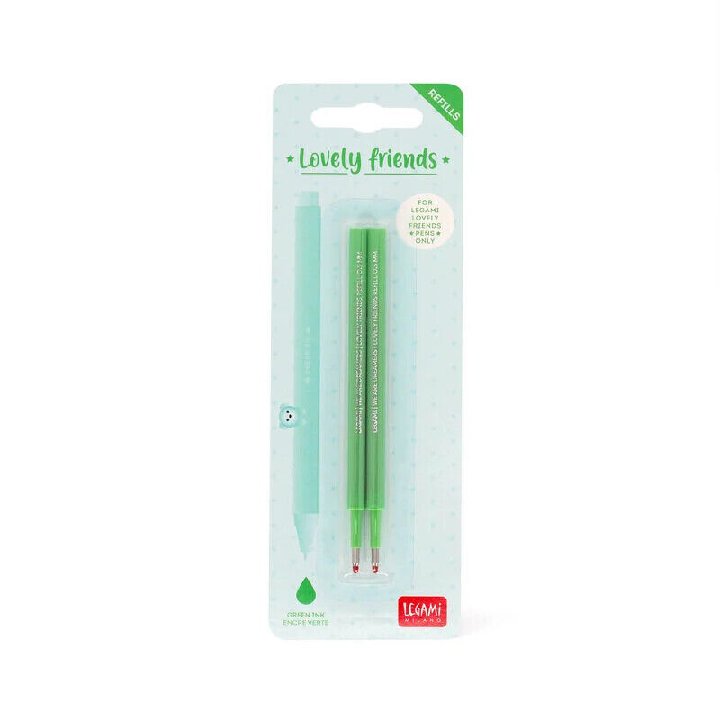 Legami Set di 2 Refill per Penna Gel - Lovely Friends - verde
