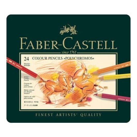 Matite colorate permanenti Faber Castell Polychromos mina 3,8 mm box metallo - c