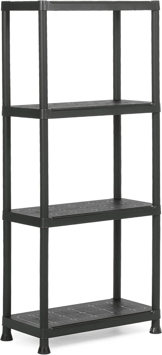 Keter 9503000 SCAFFALE 4 Ripiani PIENI Plus KIS, Nero, Scaffale 60/4